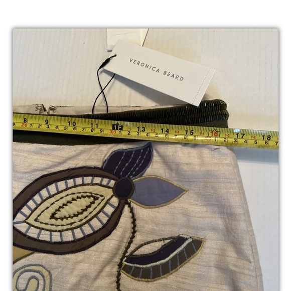 Veronica Beard Inga Sz 8- 10 Skirt EMBROIDERED Mini Beaded Oyster 100% Silk NWT - Picture 8 of 16